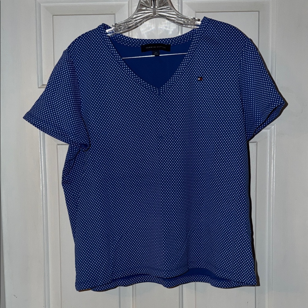 Tommy Hilfiger Navy and White Polka Dot Blouse